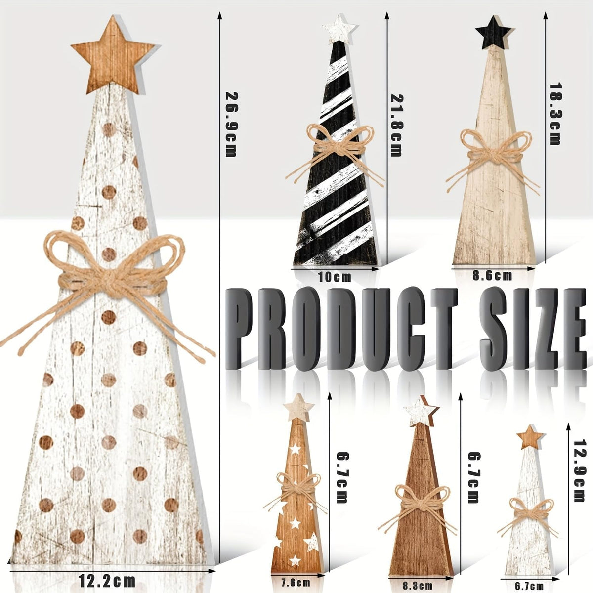 Wooden Christmas Tree Block Signs, Set of 6