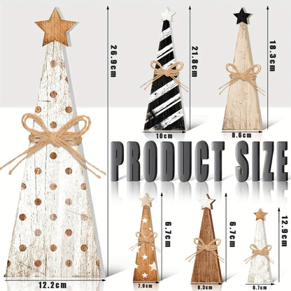 Wooden Christmas Tree Block Signs, Set of 6