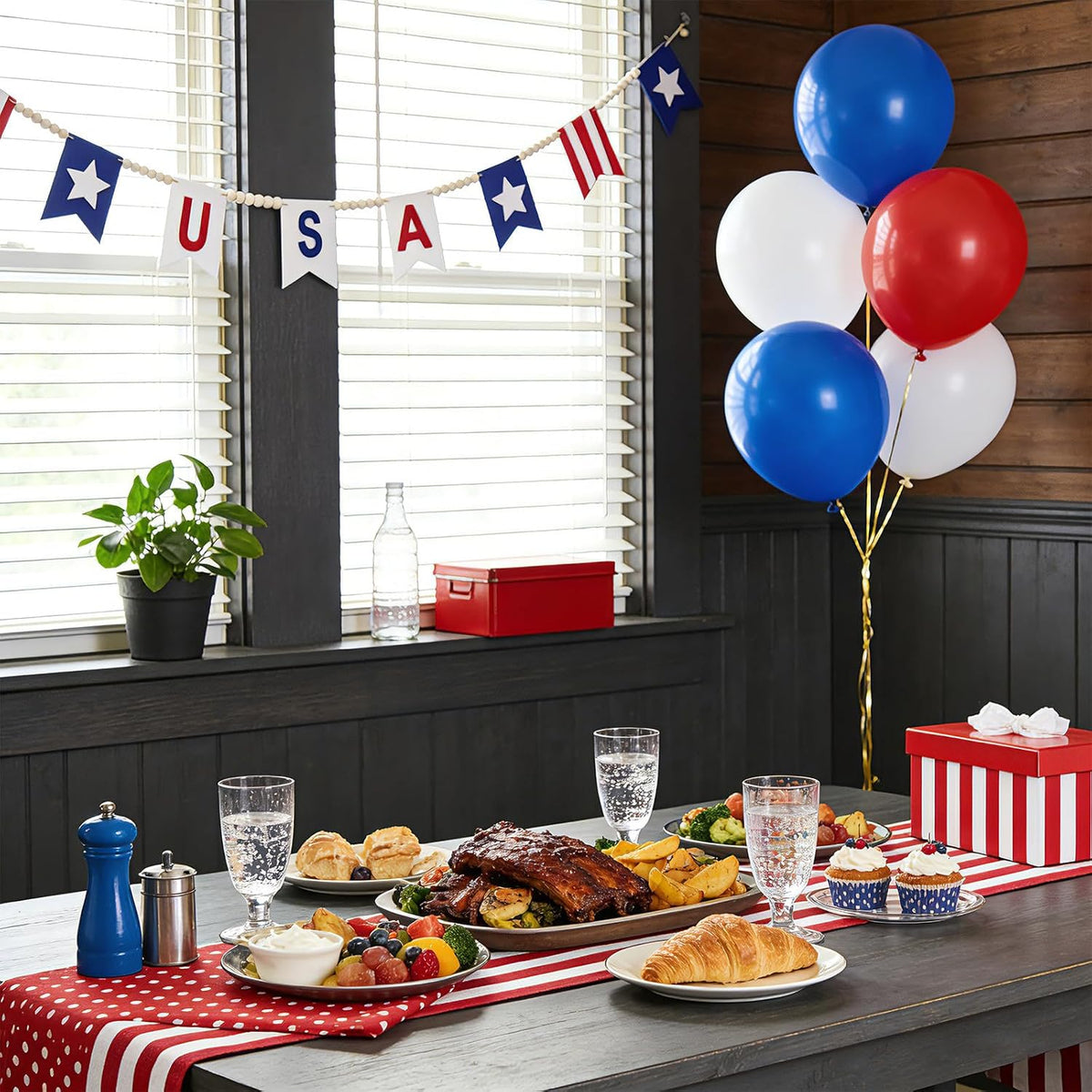 American Flag Style Garland, 9.84Ft