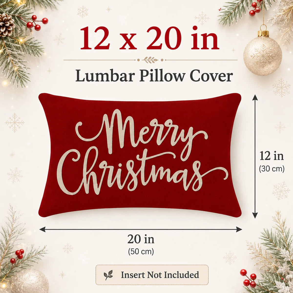 Red Farmhouse Christmas Pillow Cover, 12X20