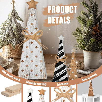 Wooden Christmas Tree Block Signs, Set of 6