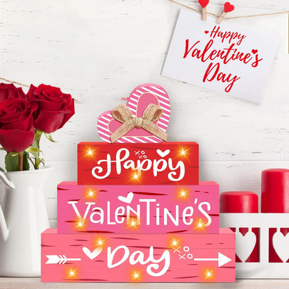 Light-Up Happy Valentine'S Day Wooden Sign