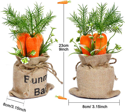 Easter Carrot Decor with Burlap Bag, 2Pc