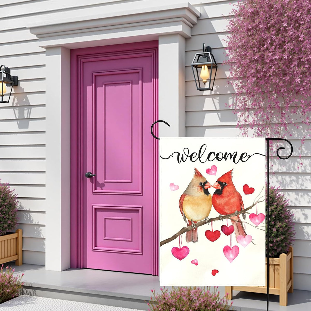 Cardinal Love Heart Garden Flag