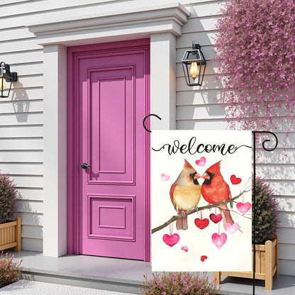 Cardinal Love Heart Garden Flag