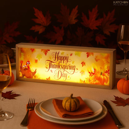 , Happy Thanksgiving Centerpiece Light Wood Table Lamp