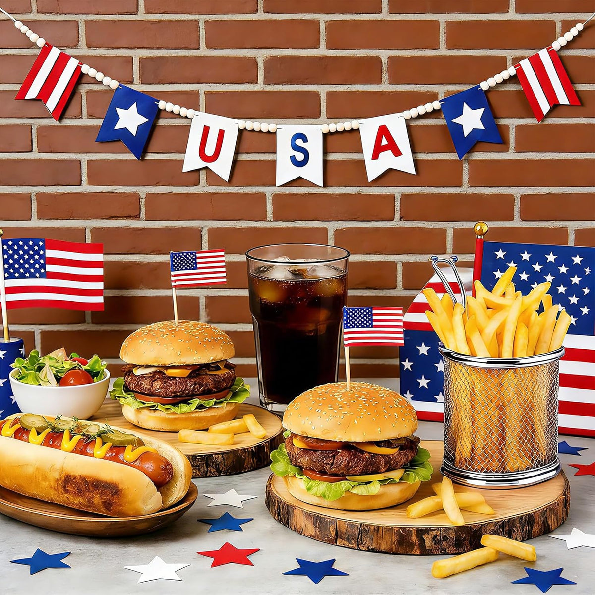 American Flag Style Garland, 9.84Ft