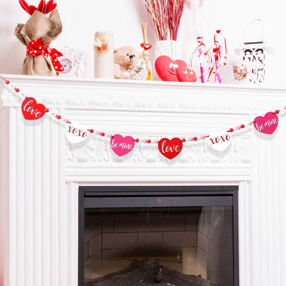 Wood Beaded Heart Garland