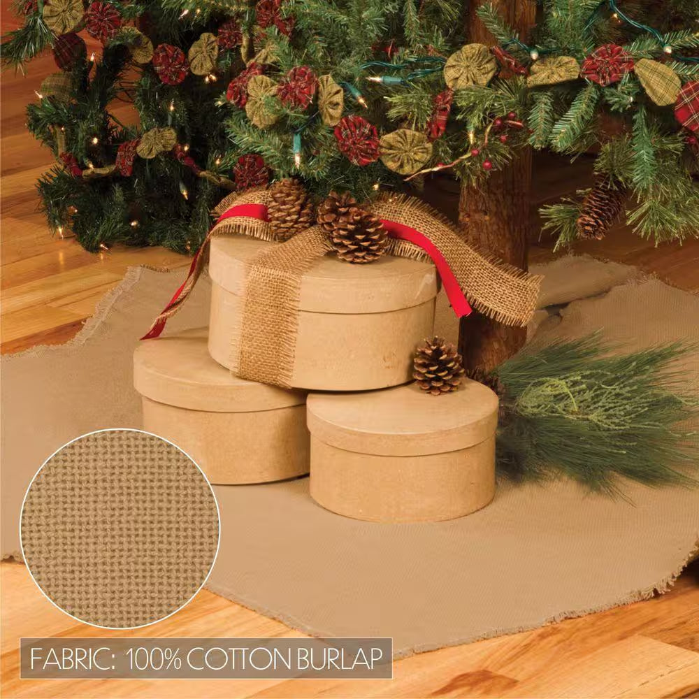 Burlap Farmhouse Christmas Tree Skirt, 48 In.