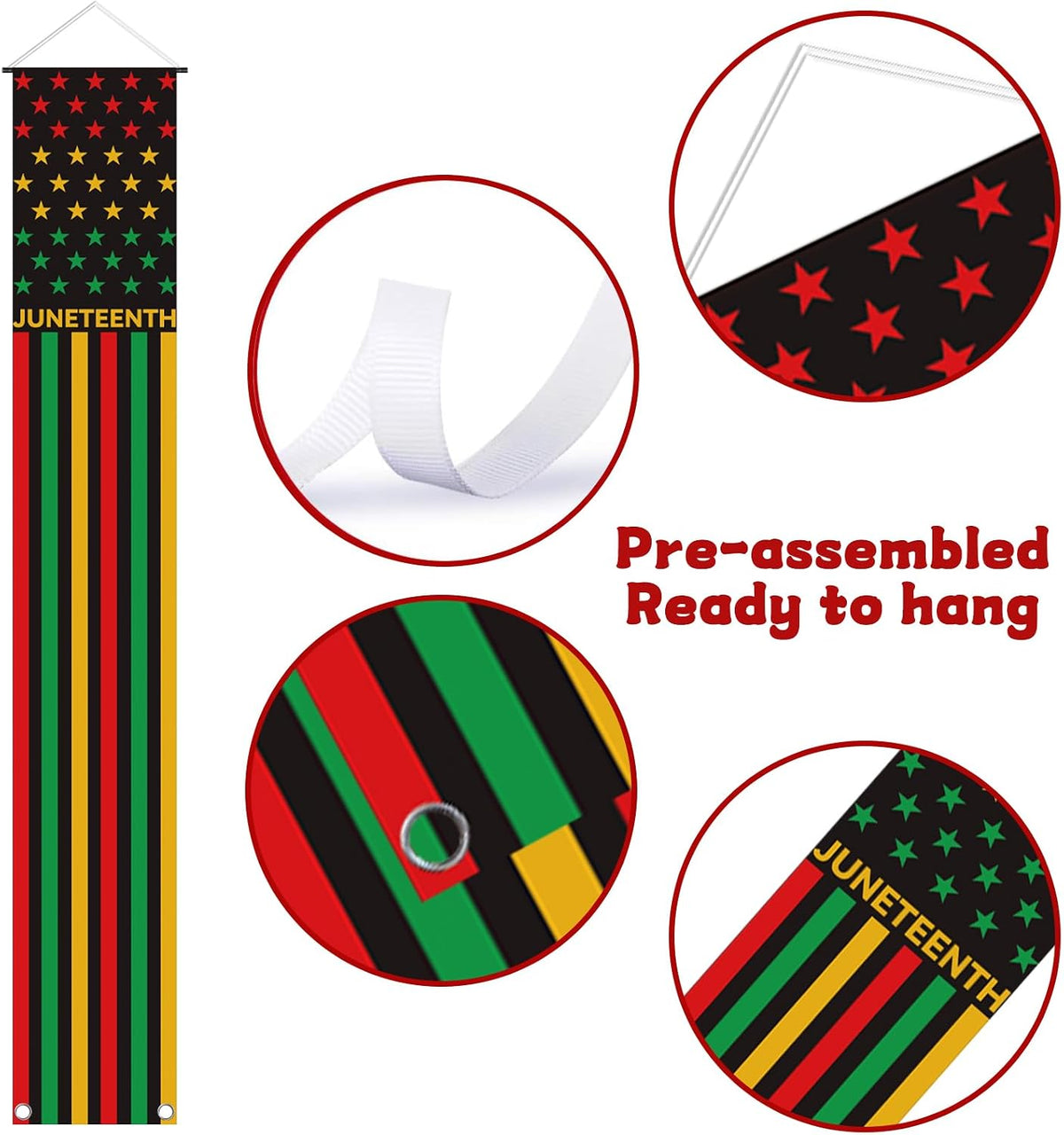 Happy Juneteenth Porch Banner, 2Pc