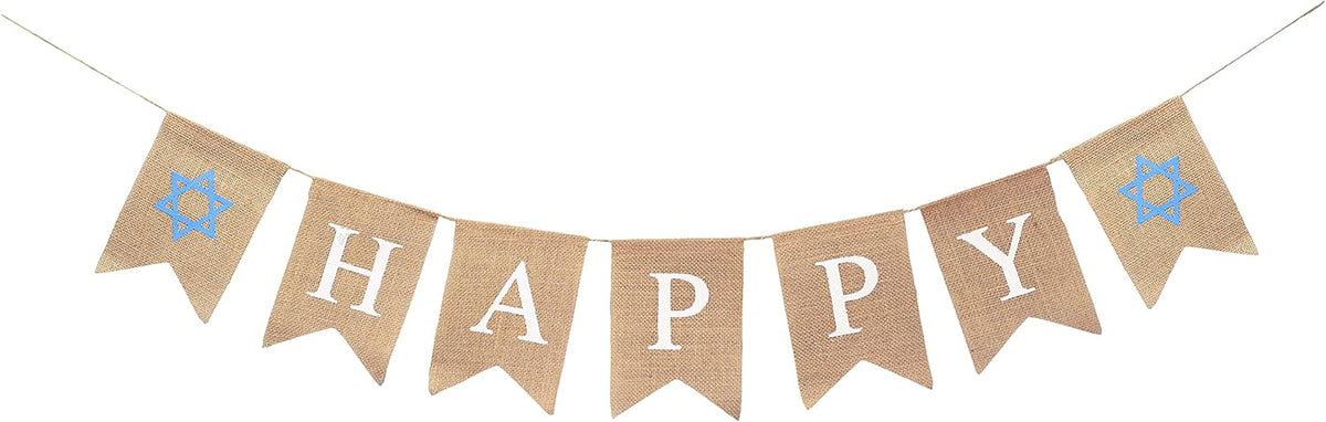 Burlap Happy Hanukkah Banner