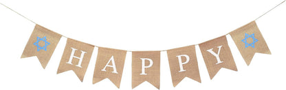 Burlap Happy Hanukkah Banner