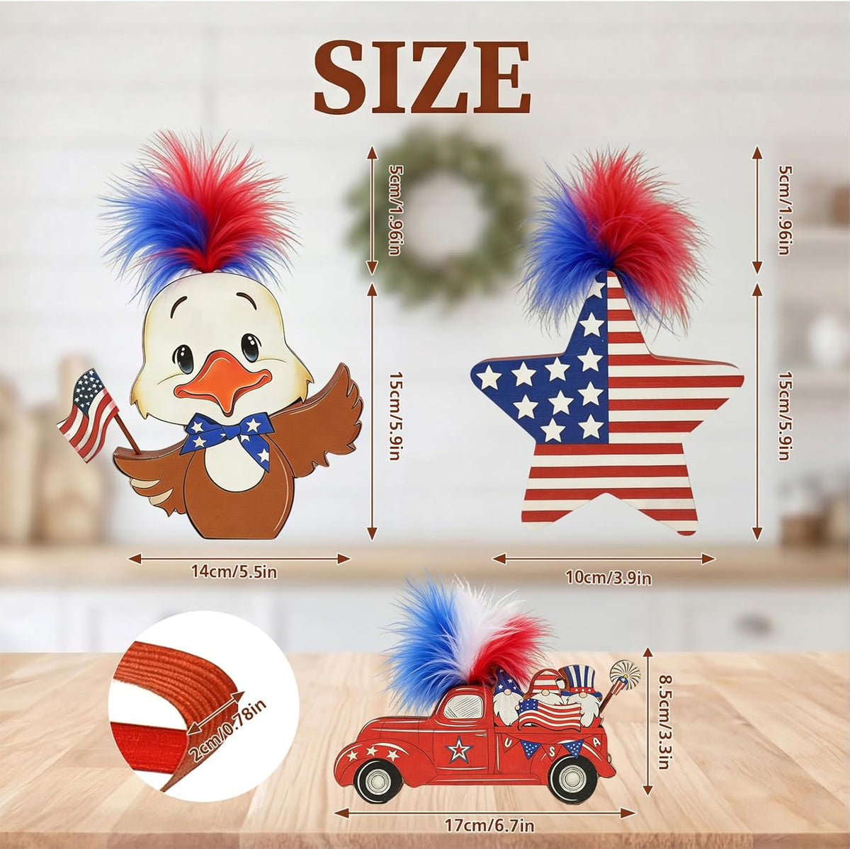 Patriotic Table Decor Set, Eagle & Truck, 3Pc