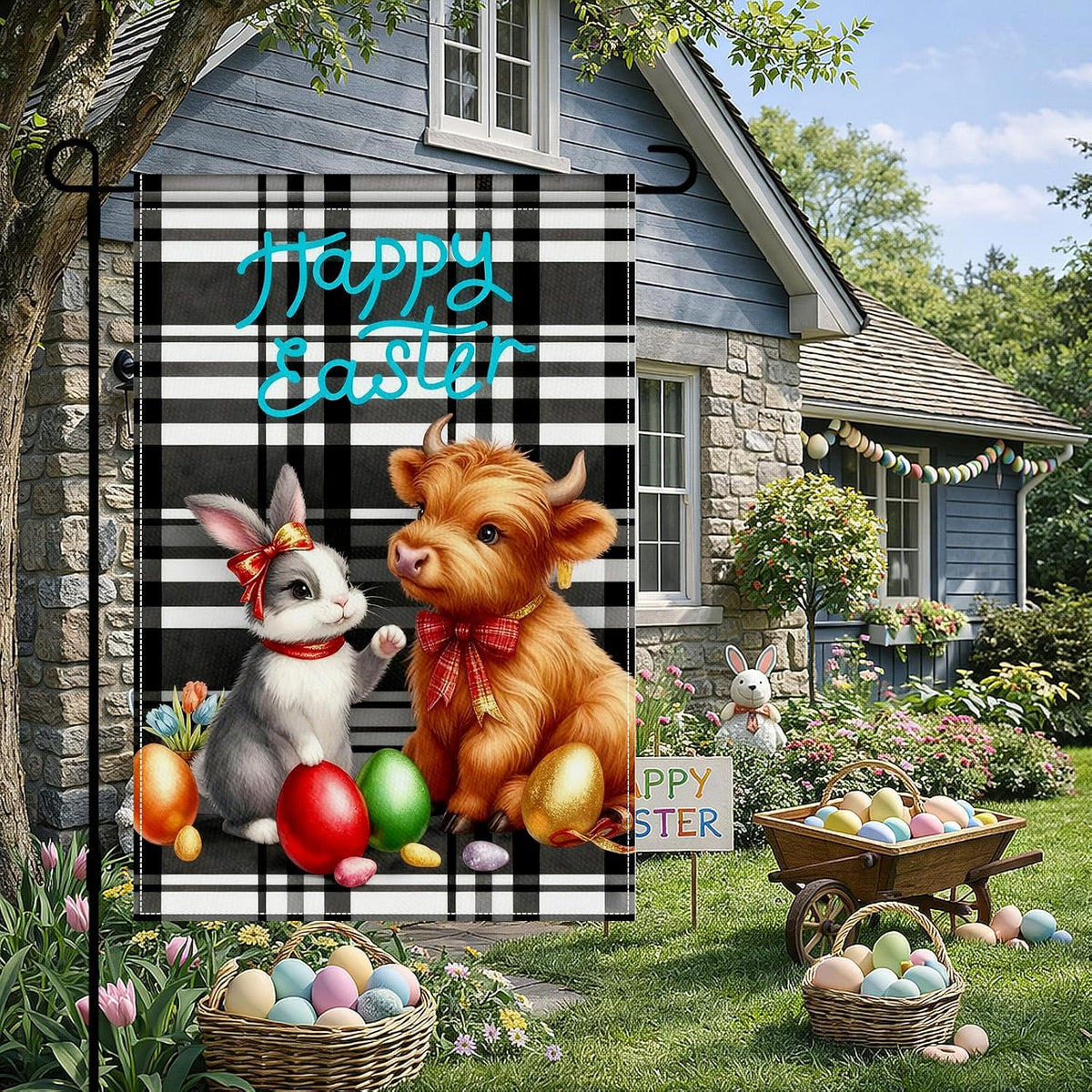 Welcome Easter Garden Flag, Bunny & Flowers
