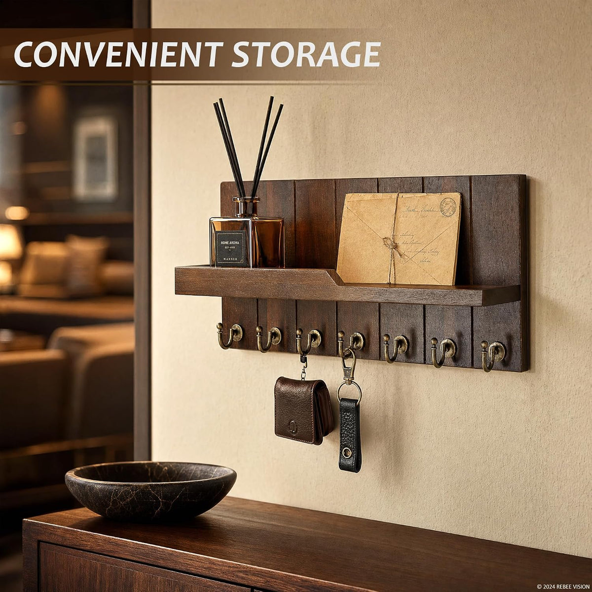 Acacia Wood Key Holder