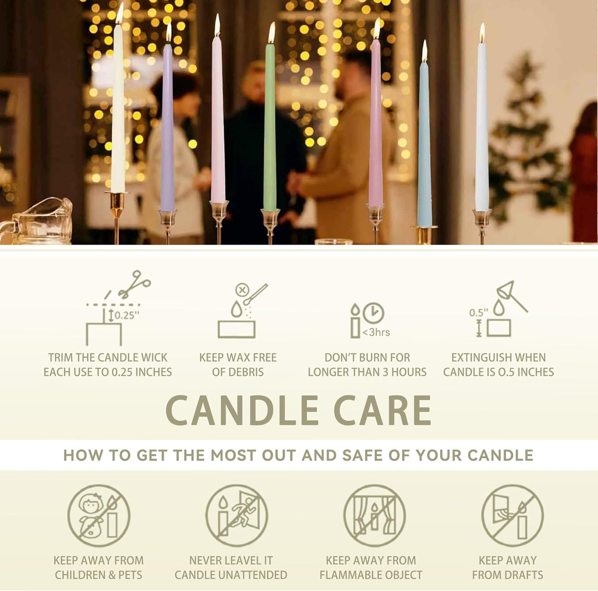Ivory Taper Candles, 4-Pack