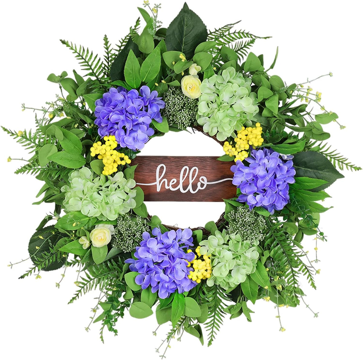 Greenery Hydrangea Spring Wreath, 24"