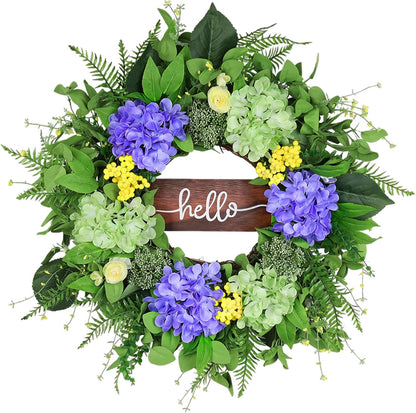 Greenery Hydrangea Spring Wreath, 24"