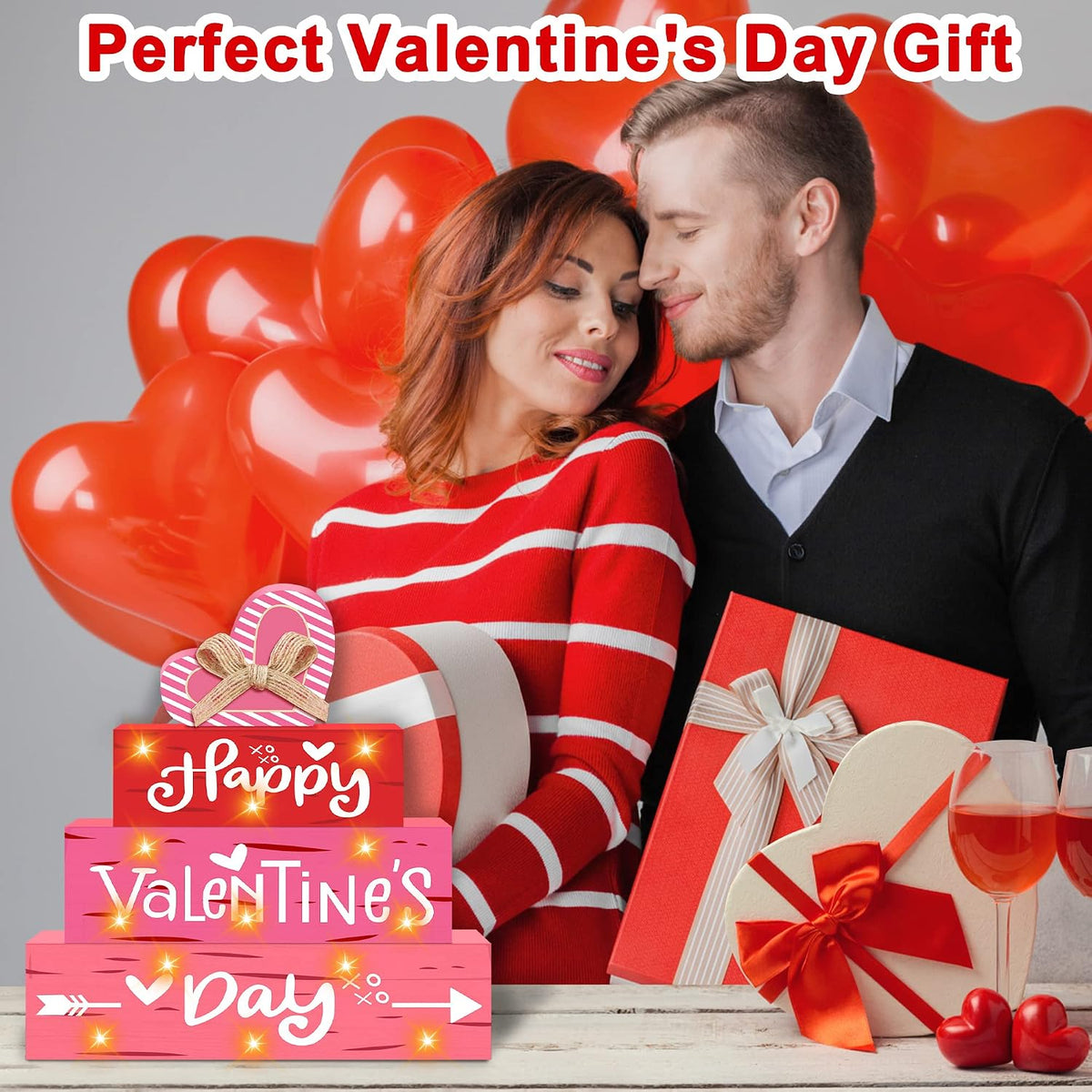 Light-Up Happy Valentine'S Day Wooden Sign