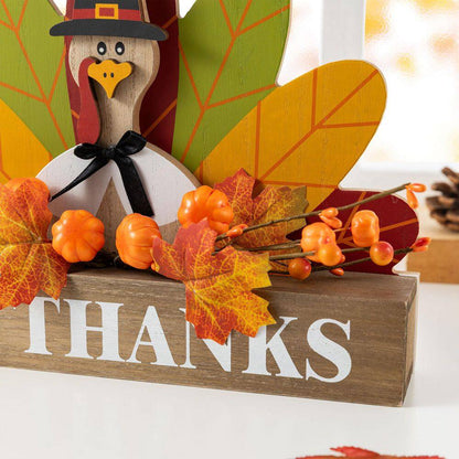 11.75 In. L Thanksgiving Wooden Turkey Table Decor