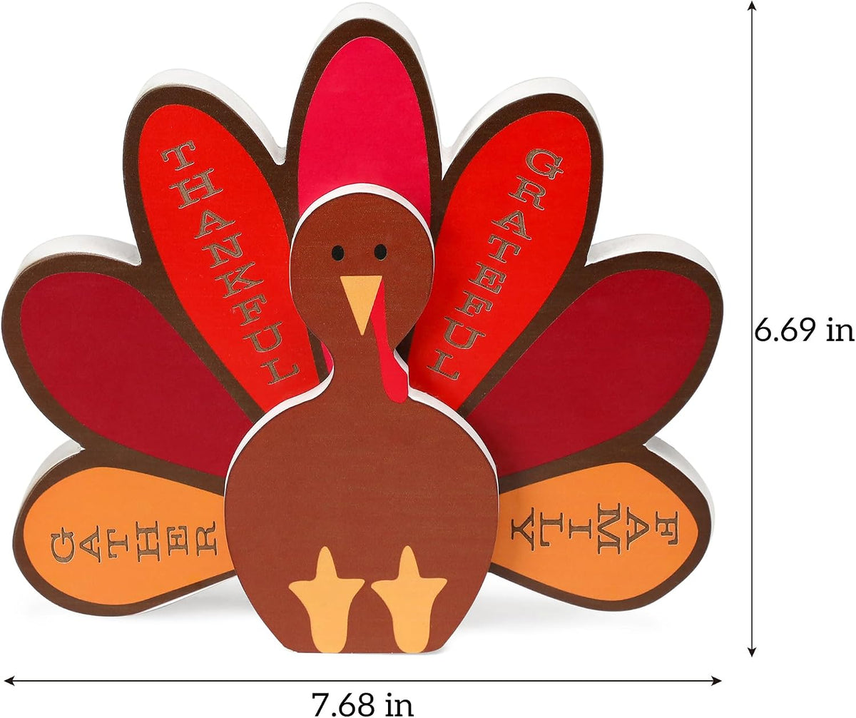 Wooden Standing Turkey with Thankful Sign