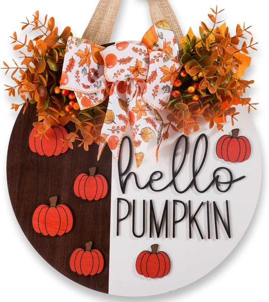 Hello Pumpkin Wreath Sign
