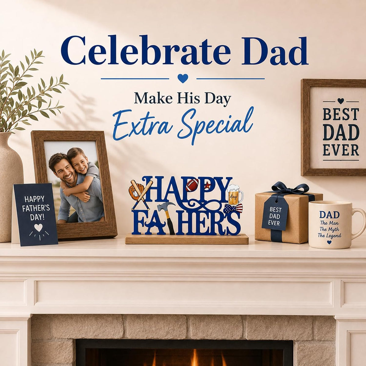 Metal Happy Father'S Day Table Sign