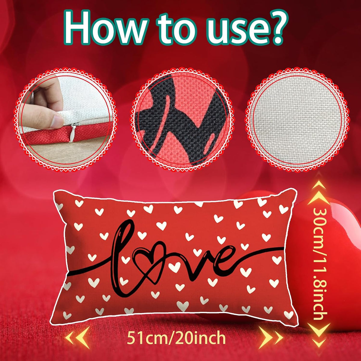 Farmhouse Valentine'S Pillow Cover, 12X20
