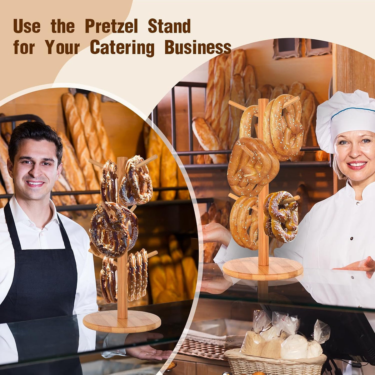 Wooden Pretzel Holder Stand
