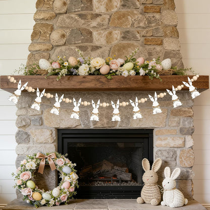 Bunny Garland with Wood Beads, 6.5Ft