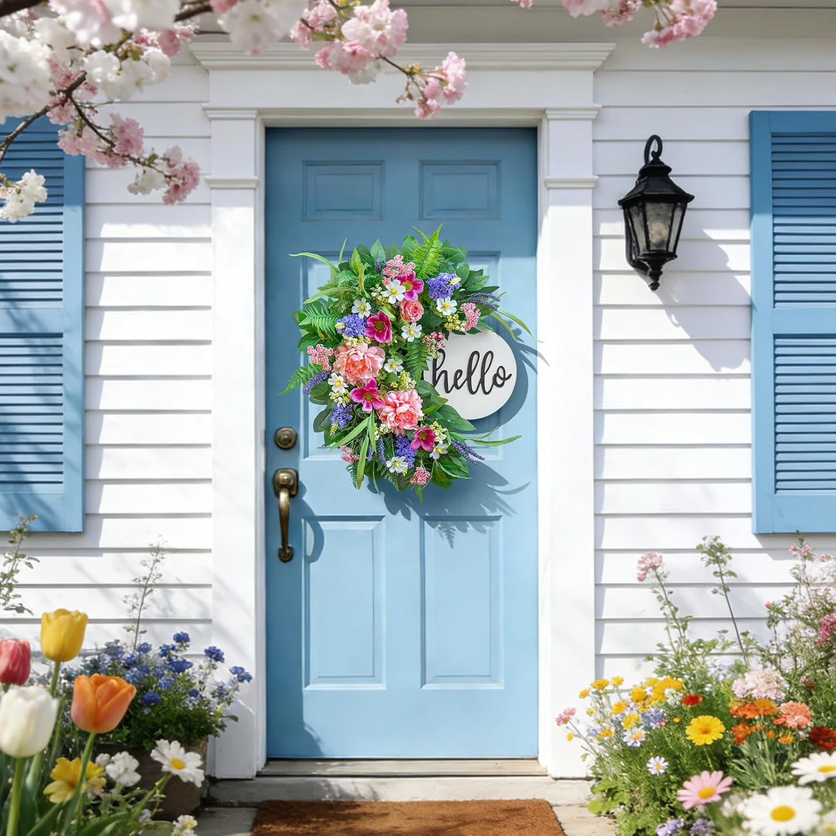 Peony & Rose Spring Wreath, 24"