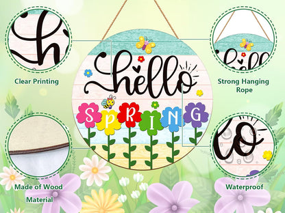 Wooden Hello Spring Door Sign