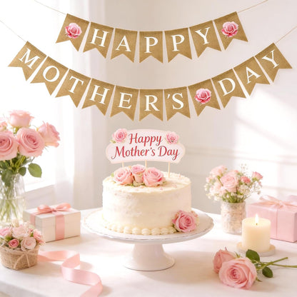 Happy Mother'S Day Burlap Banner