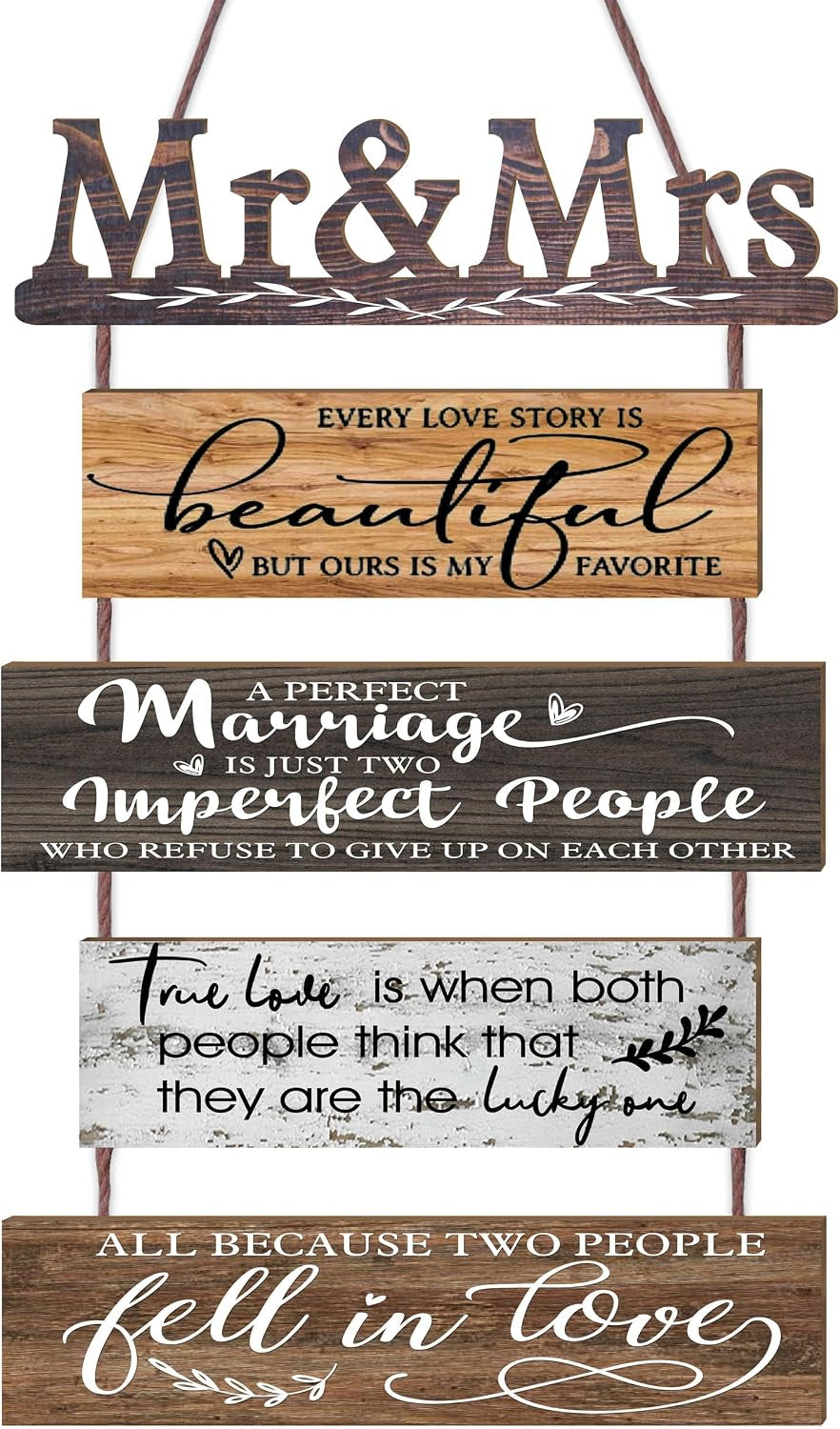 Mr & Mrs Rustic Wall Collage Sign, 5Pc