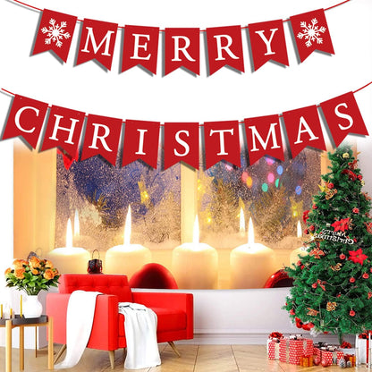 Merry Christmas Fireplace Banner Sign