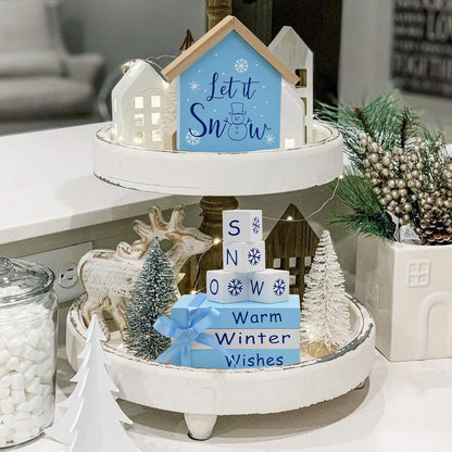 Let It Snow Wooden Block Sign