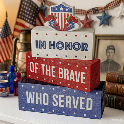 Patriotic Table Centerpiece Signs, Pack of 4