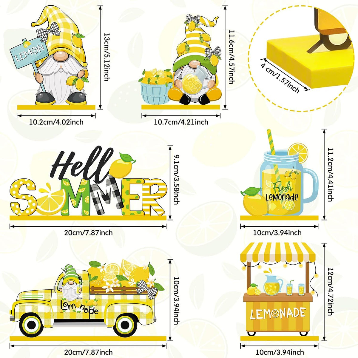 Lemon Gnome Tiered Tray Decor, 6Pc