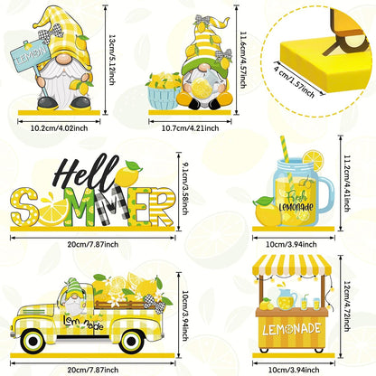 Lemon Gnome Tiered Tray Decor, 6Pc