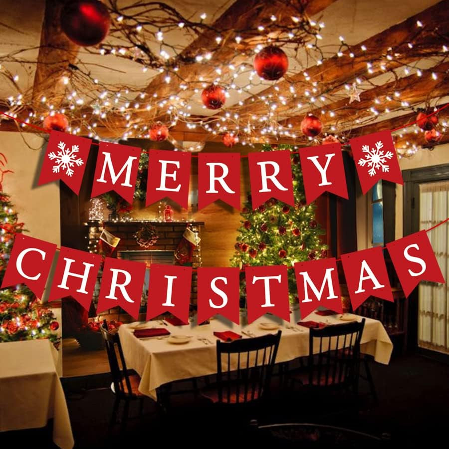 Merry Christmas Fireplace Banner Sign