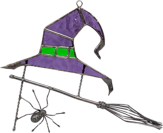 Halloween Witch Hat Stained Glass Suncatcher