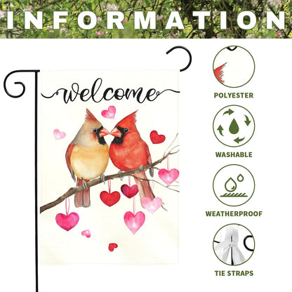 Cardinal Love Heart Garden Flag