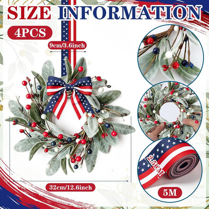 Patriotic Mini Wreaths, Set of 4