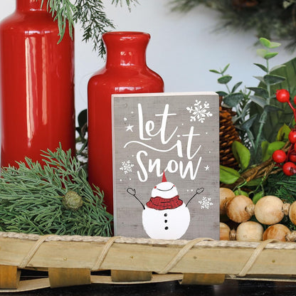 Snowman Winter Wooden Shelf Sign