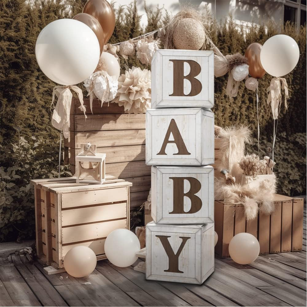 Baby Shower Wood Grain Centerpiece Boxes