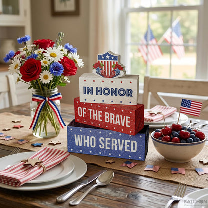 Patriotic Table Centerpiece Signs, Pack of 4