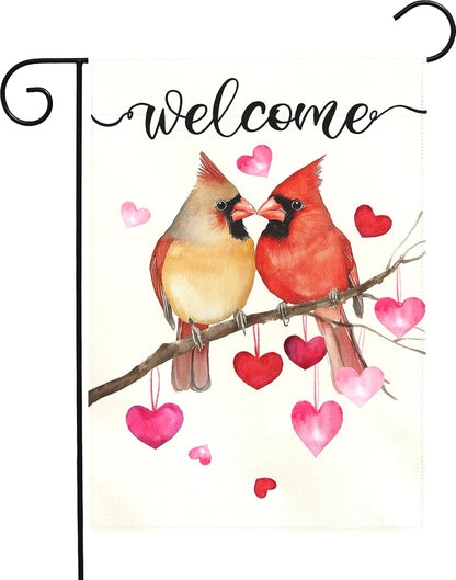 Cardinal Love Heart Garden Flag