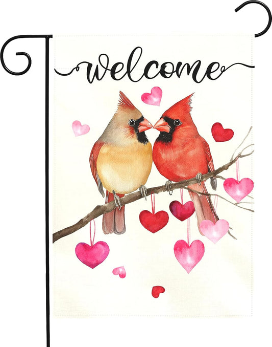 Cardinal Love Heart Garden Flag