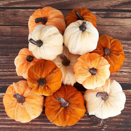 Velvet Pumpkin Decor, 12Pc Set