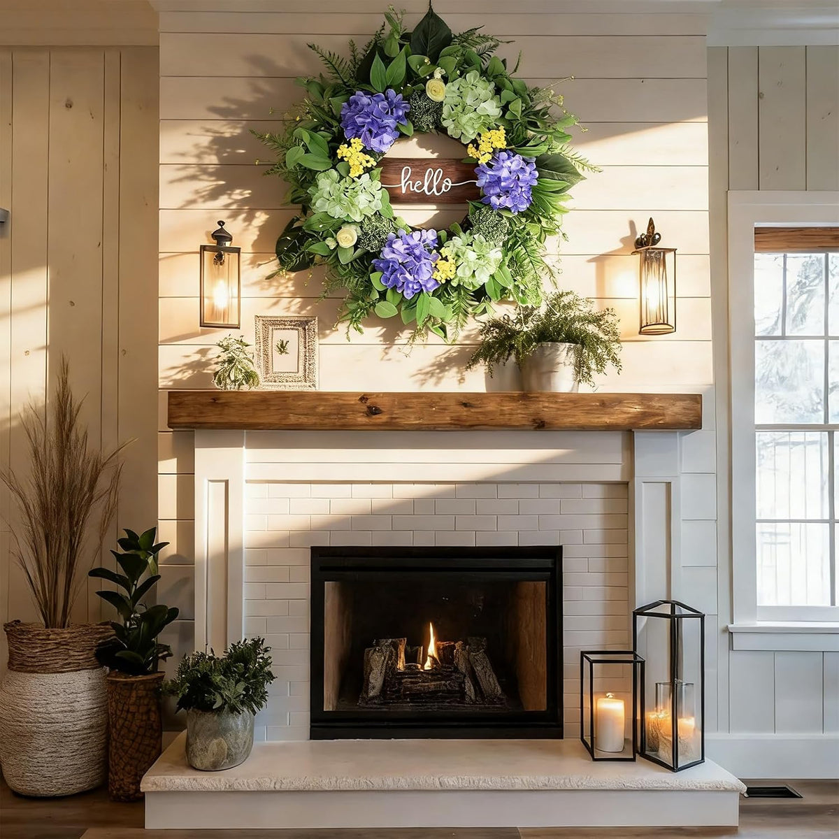 Greenery Hydrangea Spring Wreath, 24"